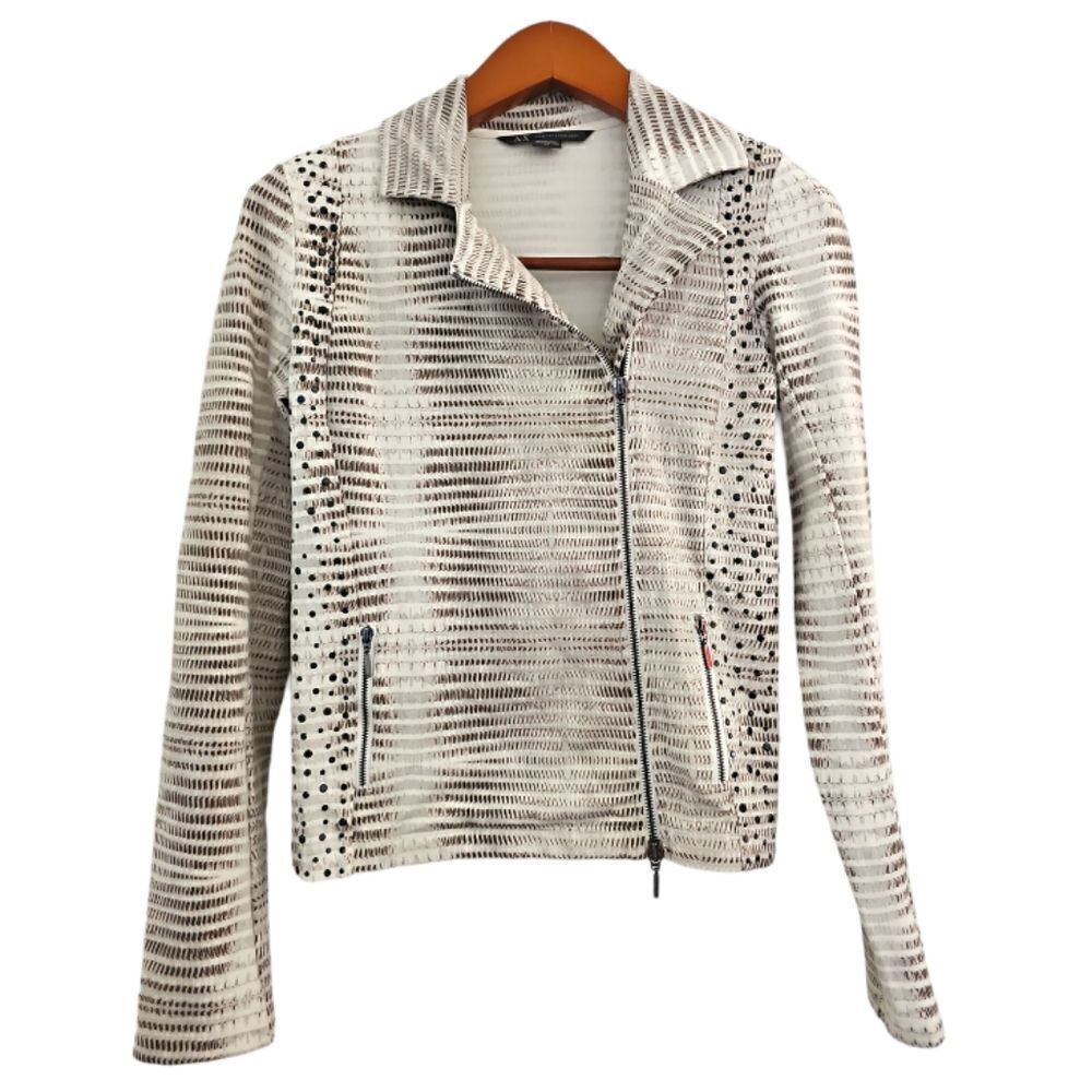 Armani Exchange AX‎ Asymmetrical Zipper Moto Jacket with Rhinestone Size Small